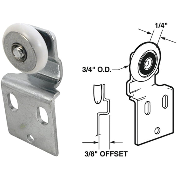 Slide-Co 16202-F By-pass Closet Door Top-Hung Front Rollers and Brackets (2 Pack)
