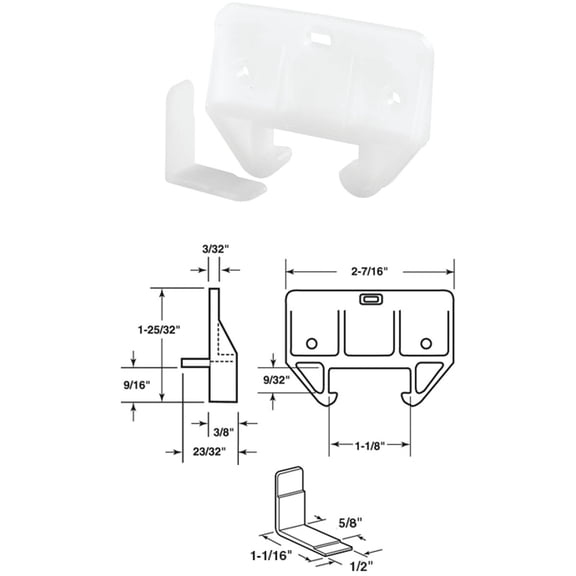 Slide-Co 222186 Drawer Track Guide and Glides, White, Polyethylene (Single Pack)