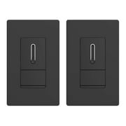 Slide Dimmer Switch for Dimmable LED, CFL and Incandescent Light Lamp Bulbs, Single Pole or 3-Way, Full Control with Preset, Rocker Paddle, Wall Plate Included, UL Listed,2 pack