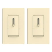 Slide Dimmer Switch for Dimmable LED, CFL and Incandescent Light Lamp Bulbs, Single Pole or 3-Way, Full Control with Preset, Rocker Paddle, Wall Plate Included, UL Listed,2 pack