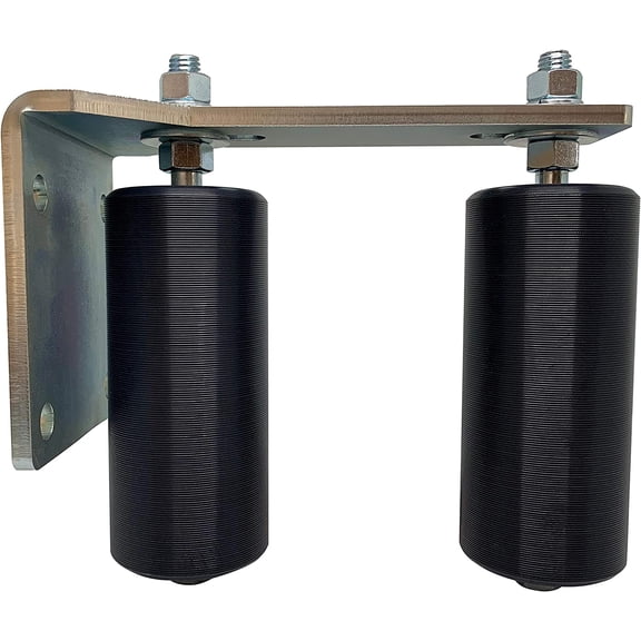 Slide Gate Guide Roller 6" Black L Rear Post Bracket Universal Heavy Duty Adjustable Dual Nylon Rollers Gate Support Assembly for Sliding Rolling Gates  Eagle Guide Rollers EG113