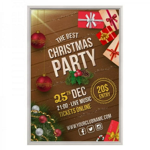 Slide In 24x36 Inch Poster Frame, 0.93 Inch Silver Color Aluminum Profile, Mitered Corners, Single Sided