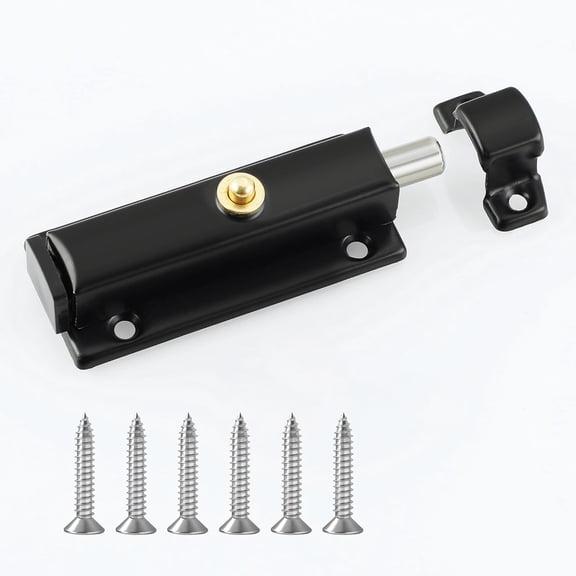 Slide Latch Lock Barrel Bolt, 4 Inch Stainless Steel Barrel Bolt Gate Latches Door Lock for Interior Door Front Door Toilet Door Barn Door Fence Door Garage Door Pet Room (Glossy Black)