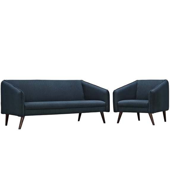 Modway Slide 2 Piece Fabric Sofa Set in Azure