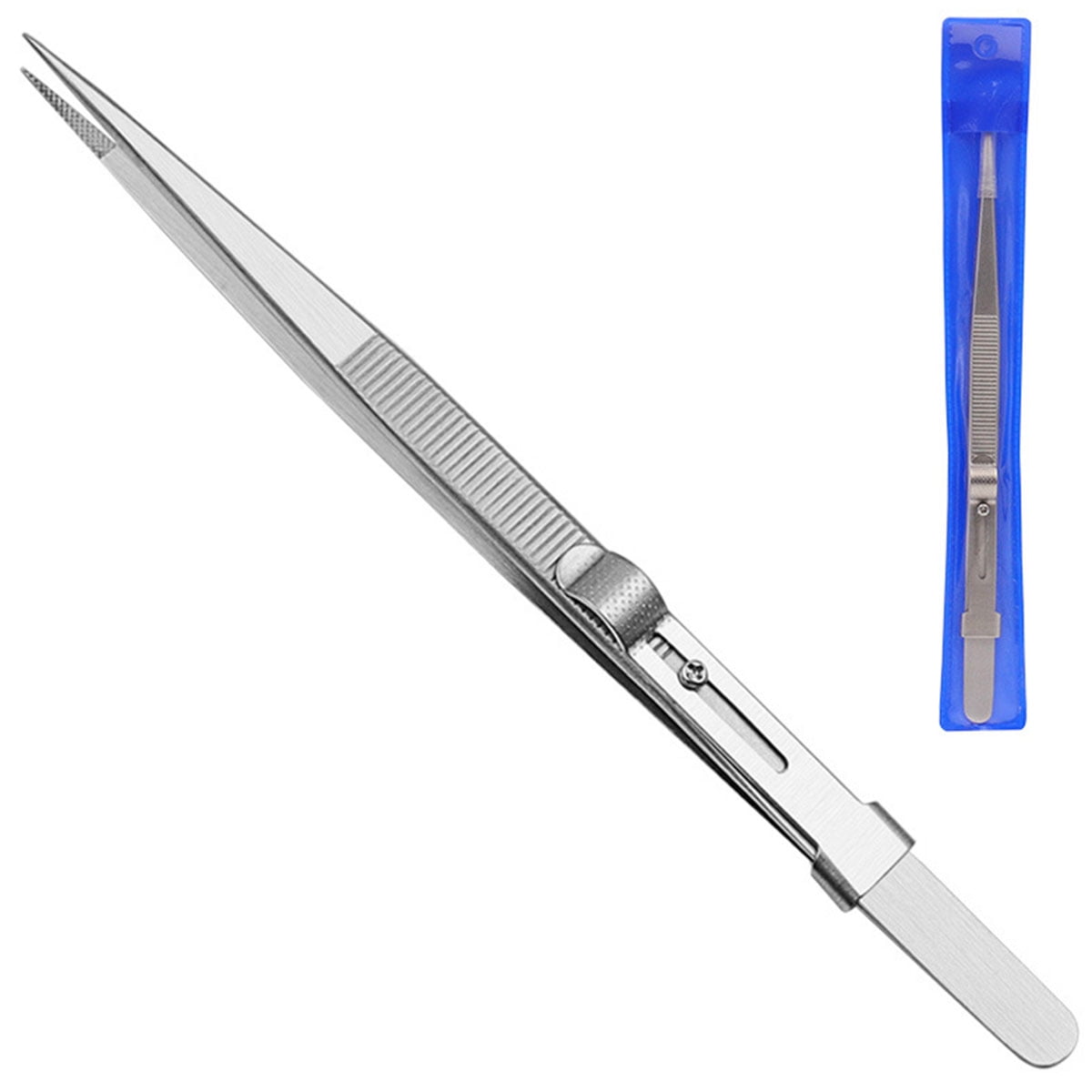 Slide Locking Tweezers Stainless Steel Fine Tipped Precision Tweezers