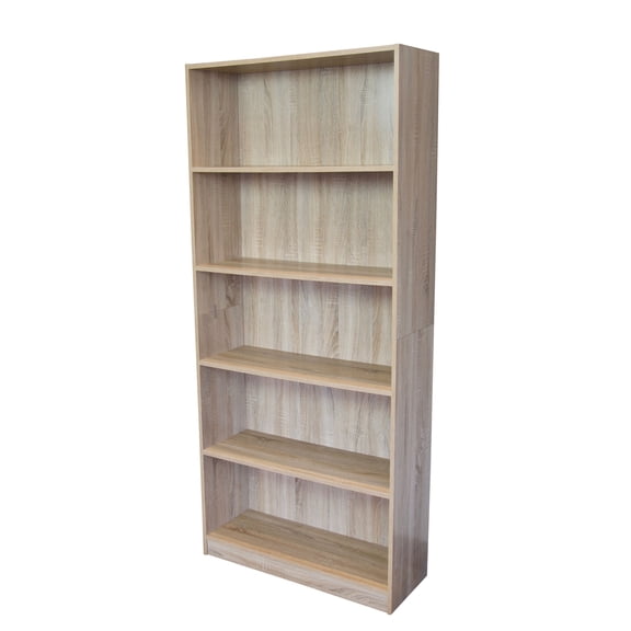Slide Logic 6-Shelf Bookcase with Footer, Sonoma Oak