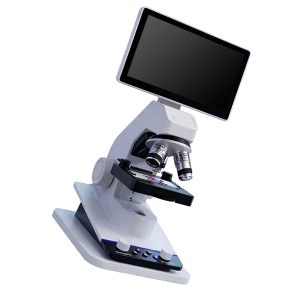 Slide Observation Microscope, Top Bottom LED Lighting, 7 Inch Foldable Display, Sharpness Knob, Digital Photo Saving for Routine Lab Viewing