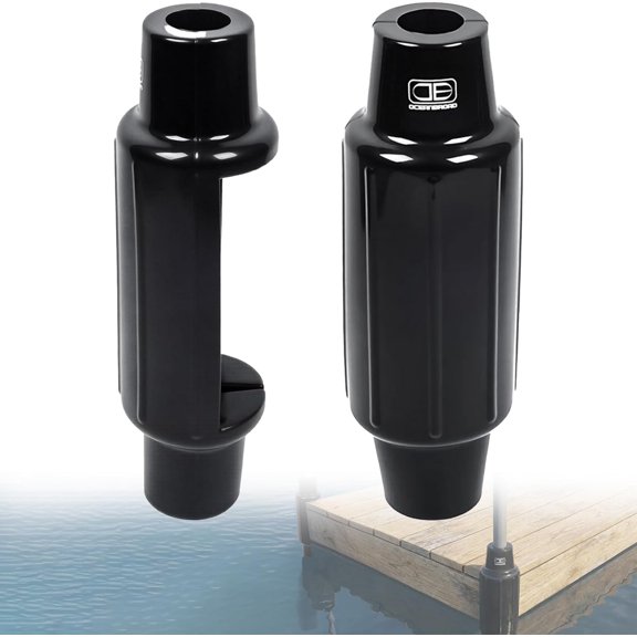 Slide-On Post Dock Fender Bumpers 2 Pack, Slip-Over Dock Pipe & Pole Guards, 18" x 5.5" Inflatable Marine PVC Bumpers, Vertical Protection for Boat Dock Legs, Mounting Brackets & Piling
