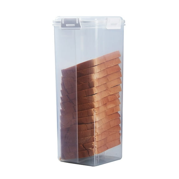 Slide-Out Bread Storage Container with Airtight Lid, Clear Plastic Bread Box with Drawer Tray for Sandwich Loaves, Bagels & Buns, 13×4.5×6 in BPA-Free Bread Keeper for Counter, Pantry & Freezer