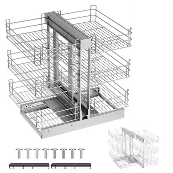 Slide-Out Cabinet Organizer, Rust-Resistant Steel, 17.9-Inch Depth, Space Saver Organizer, for Cupboard, Kitchen