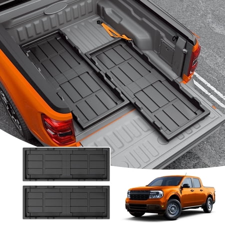 Slide-Out Truck Bed Cargo Tray Compatible with 2022-2025 2026 Ford Maverick HDPE Lightweight Sliding Organizer Trolley System for 2024 Maverick Accessories (4.4FT+ Bed ONLY)