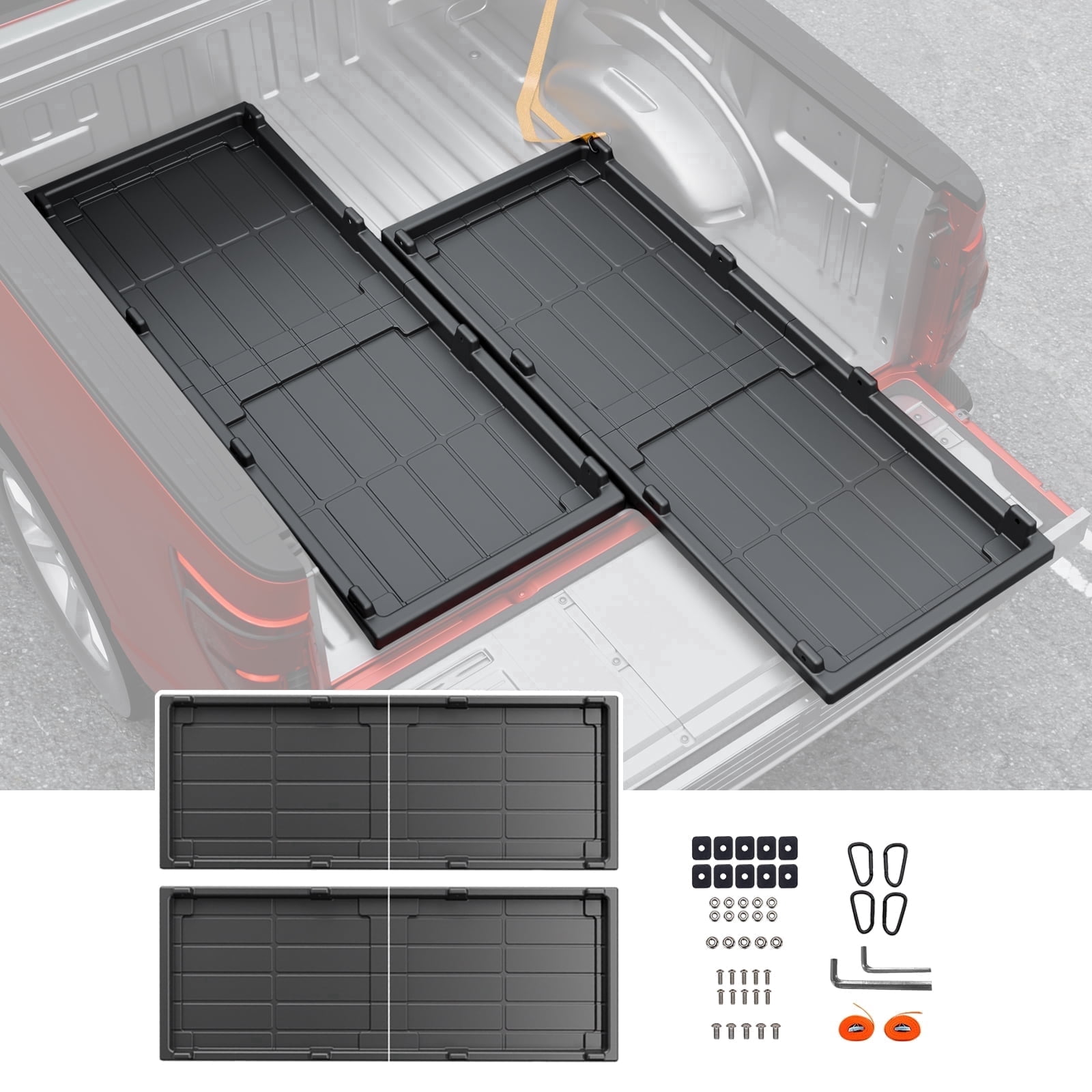 Slide Out Truck Bed Cargo Tray, HDPE Lightweight Sliding Organizer, 500 lbs Capacity, Fit Ford F-150, Chevy Silverado, GMC Sierra, Dodge Ram, Toyota Tundra
