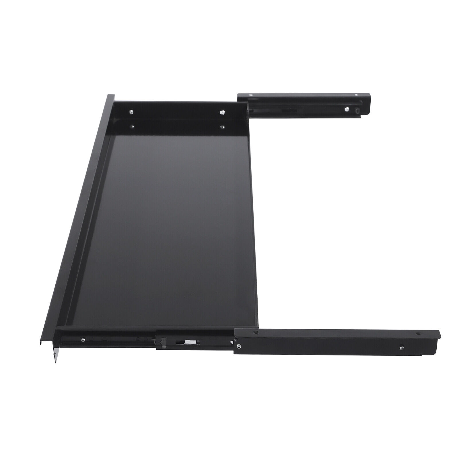 Slide-Out Under Desk Keyboard Tray Shelf, Space-Saving Sliding Pull-Out Drawer for Office Desk, Adjustable Keyboard Storage Organizer