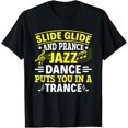 thumbnail image 1 of Slide & Prance Jazz Dance in Trance - Saxophone Artist T-Shirt men and women can wear, black, white, gifts, 1 of 4
