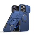 thumbnail image 1 of Slide Privacy Lens Phone Case for Apple iPhone 13 Pro Max / 12 Pro Max Built-in Magnetic Ring 360° Rotatable Metal Kickstand Hard PC Soft TPU Shockproof Protective Case, 1 of 8