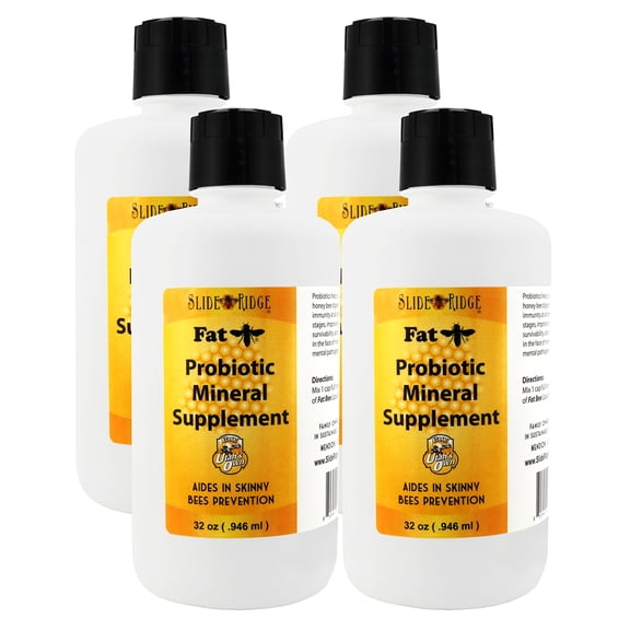 Slide Ridge"Fat Bee" 32 oz Probiotic Mineral Supplement for Honey Producing Bee's - Aids in Skinny Bee Prevention. 4 Pack