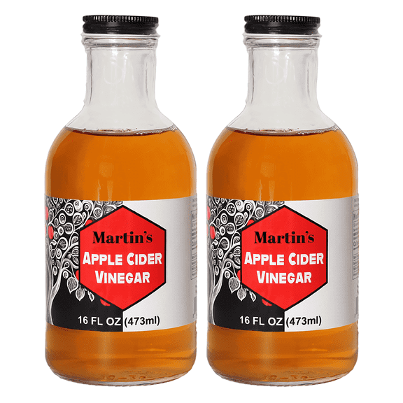 Slide Ridge Martin's Honey Apple Cider Vinegar | Household Staple | 16 oz (Pack of 2)