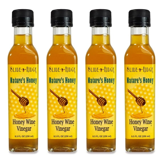Slide Ridge Nature's Honey Wine Vinegar 8.5 fl oz - Create enticing marinades, glazes, and dressings! 4 Pack
