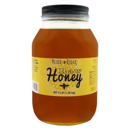 Slide Ridge Raw Honey 3 lbs Squeeze Bottle, All Natural & Unfiltered 1 Pack