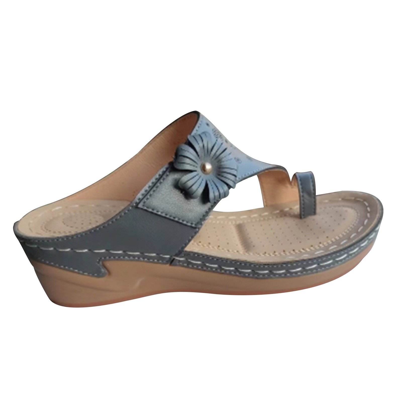 Slide Sandals Flip Flops for Womens Comfor Orthopedic Wedge Sandal with ...