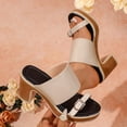 thumbnail image 1 of Slide Sandals Women Adjustable Buckle Flatform Block Heel Slip On Open Toe Casual Summer Dress Walking Shoes, 1 of 8