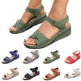 thumbnail image 1 of Slide Sandals for Women Casual Spring And Summer Breathable Toe Open Toe One-Line Buckle Wedge Heel Sandals, Green-36, 1 of 9