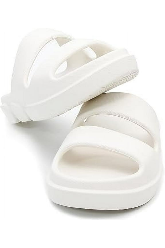 Slide Sandals for Women Indoor Outdoor, House Slippers for Unisex, Non Slip Rubber Shower Slides, Two Strap Arch Support Sandals