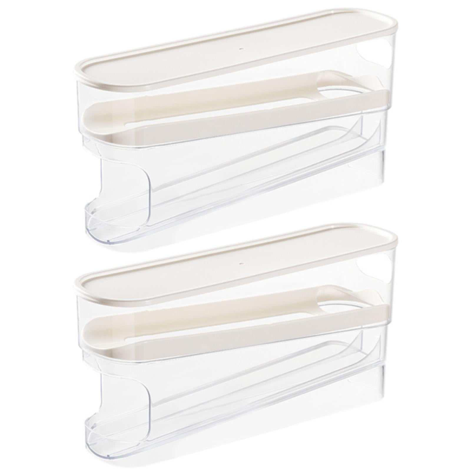 Slide Style Egg Box,Automatic Rolling Refrigerator Egg Storage Box Space Saving Egg Dispenser Storage Box with Lid Egg Rack