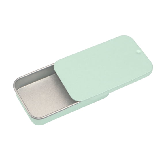 Slide Top Small Metal Tin Storage Box, Portable Slide Lid Rectangular Tin Container for Lip Balm, Jewelry, Pills, Candy & Small Craft Supplies, 4 Colors Available