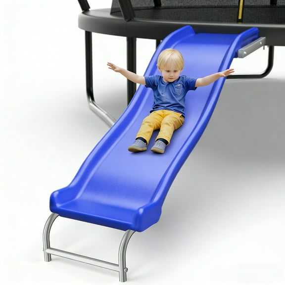 Slide Universal Plastic Trampolines Slide for 8-16FT Trampoline,55.12'' * 15.74'' Outdoor Slide for Trampoline with Bottom bracket,Safe Trampoline Ladder Accessories for Kids 3+,Blue
