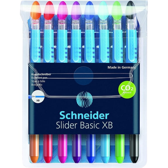Slider Basic Ballpoint Pen, Stick, Extra-Bold 1.4 MM, Assorted Ink and Barrel Colors, 8/Pack