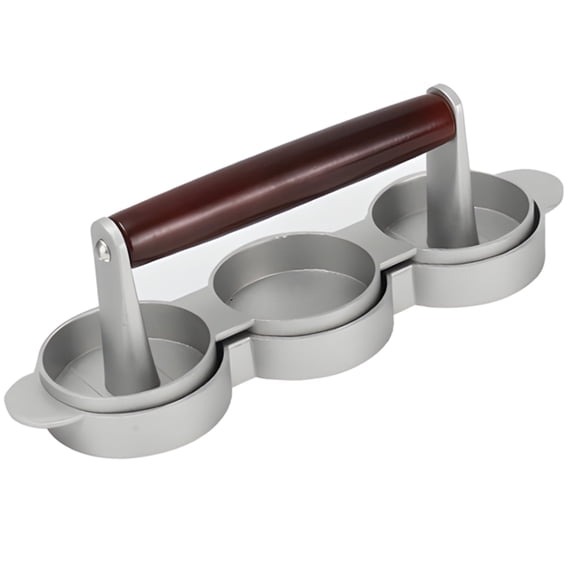 Slider Burger Press Patty Maker with 3 Slots, Red Beech Wood Handle ...