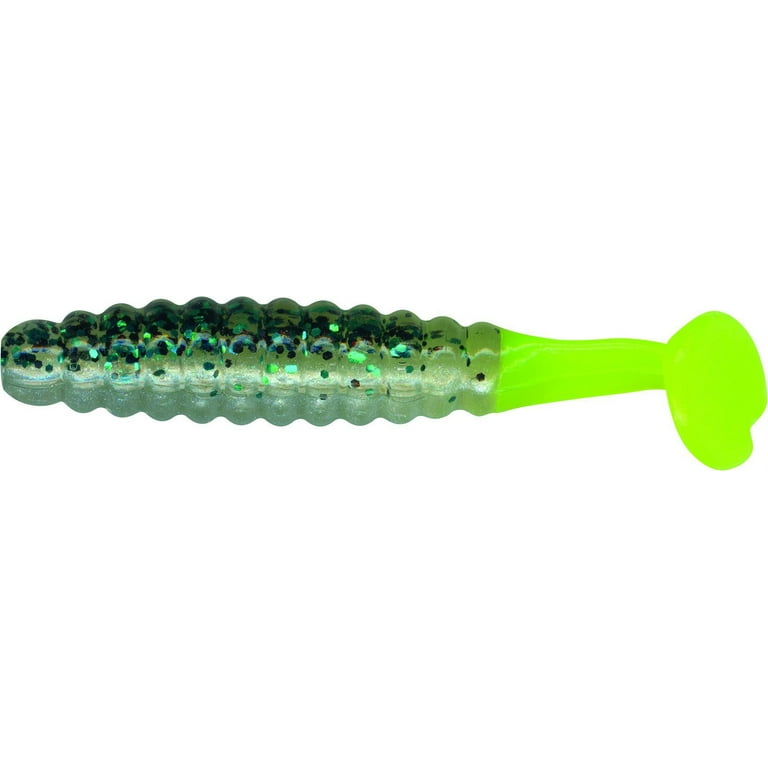 Slider Crappie Panfish Grub, 18, 1.5in, Baby Bass/Chartreuse 