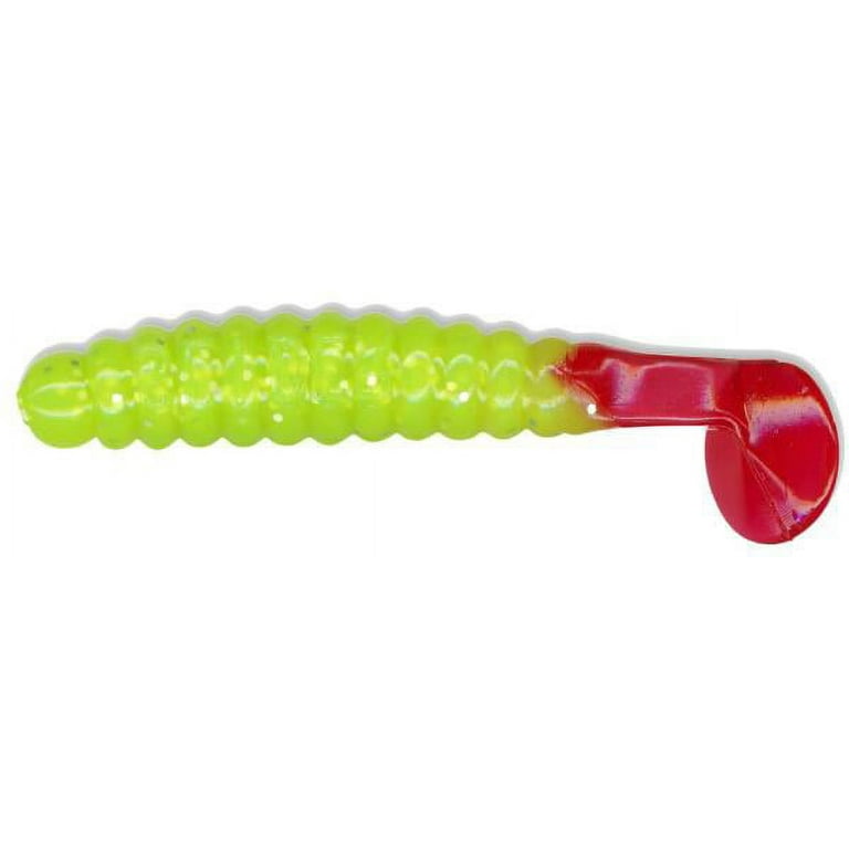 Slider Crappie Panfish Grub, 18, 1.5in, Chartreuse Glitter/Red