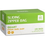 Slider Food Storage Bags, Quart, 100 Count, BPA-Free, Expandable, Leak-Proof