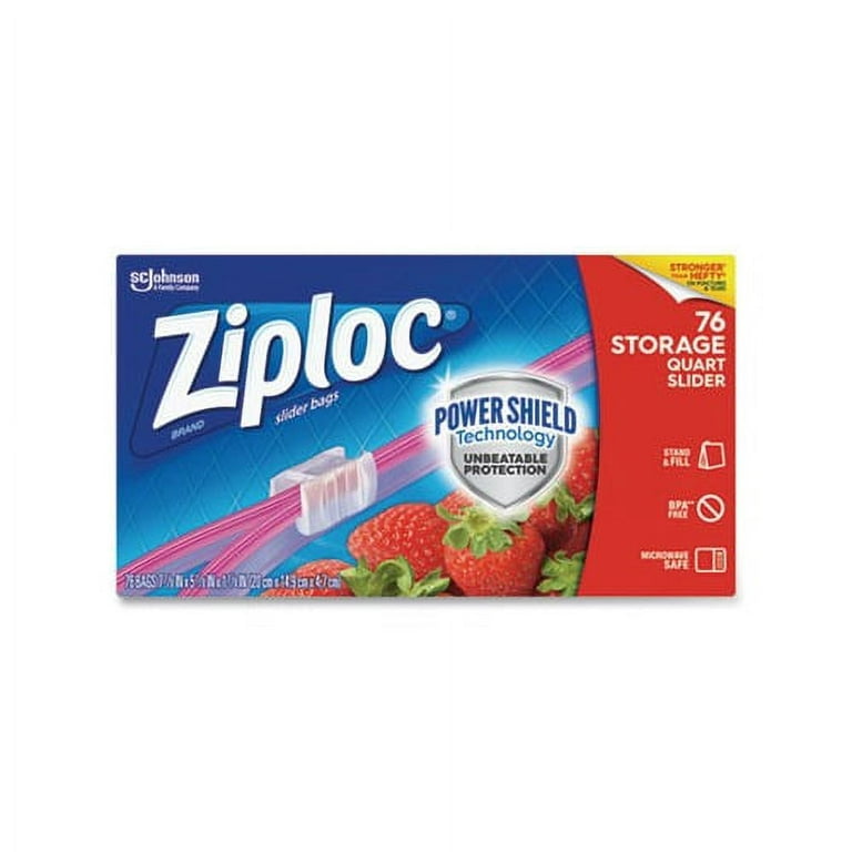 Ziploc Slider Storage Bags 1 qt 5.88 x 7.88 Clear 9/Carton