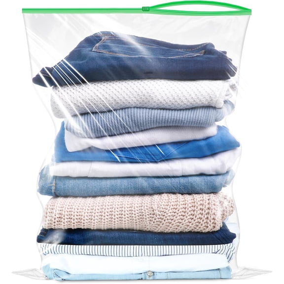 Slider Storage Bags, Pack of 24, 5 Gallon Food Storage Bag, 2 Mil 18" x 24" Reclosable Zip Clear Plastic Bag for Storage, Organization of Clothes, Shoes, Office Supplies & Travel Essentials