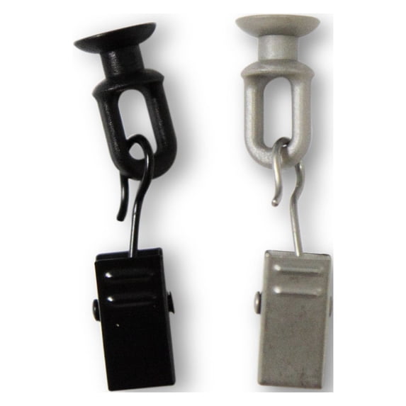 Sliders and Clips w/ hooks (Set of 24) for Curtain Track - Black