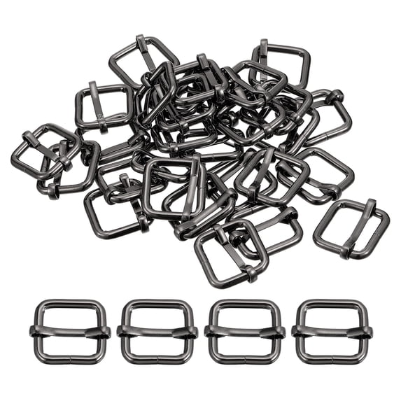 Slides Buckles, 30 Pack 20x20x3.8mm Metal Roller Pin Buckles, Dark Gray