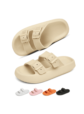 Zepovin Slides Sandals for Women Men Platform Squishy Open Toe Shower Slippers Cushioned Cloud Pool Slide, Adult Unisex, Size: 5, Orange