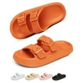 thumbnail image 1 of Slides Sandals Women Men Cloud Slippers Adjustable Buckles House Shower Shoes Cushion Soft Comfort, Orange, 1 of 7