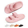 thumbnail image 1 of Slides Sandals Women Men Cloud Slippers Adjustable Buckles House Shower Shoes Cushion Soft Comfort, Pink, 1 of 7
