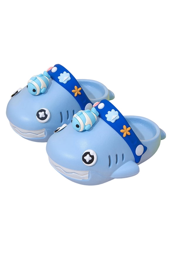 Slides Shark Shaped Closed Toe Clogs for Kids Comfy Cushioned Thick Sole Cute Cartoon Boys Girls Beach Pool Sandals 6.5 Toddler