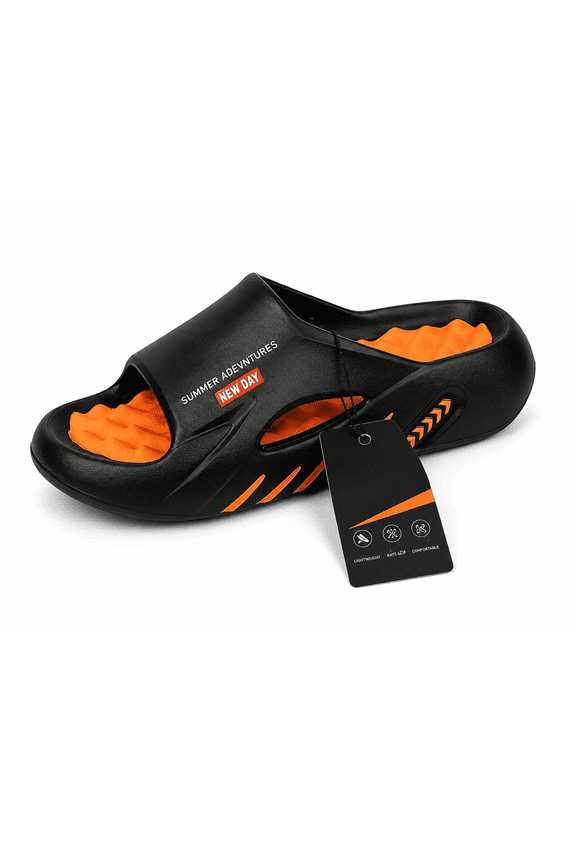 Slides for Men, Soft Cushioned Quick Dry Sandals, Thick Sole Cloud Comfort Slide Sandals for Men, Breathable EVA Cushion Sporty Beach Shower Slides