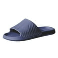 thumbnail image 1 of Slides for Men Solid Color Open Toe Sandals Summer Indoor House Slippers Casual Antislip Quick Drying Shower Shoes Navy Size 11.5, 1 of 3