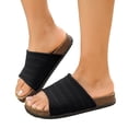 thumbnail image 1 of Slides for Women Cork Footbed Open Toe Mesh Sandals Summer Casual Flat Walking Shoes Comfortable Outdoor Slip on Slippers Black Size 8.5, 1 of 7