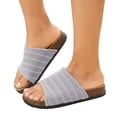 thumbnail image 1 of Slides for Women Cork Footbed Open Toe Mesh Sandals Summer Casual Flat Walking Shoes Comfortable Outdoor Slip on Slippers Gray Size 6.5, 1 of 7