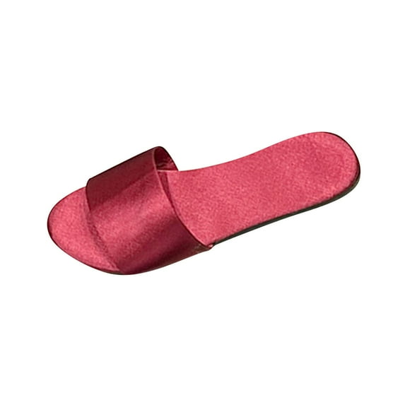 Slides for Women Dressy Flat Sandals Comfortable Slip On Slide Sandals Satin Summer Shoes