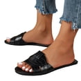 thumbnail image 1 of Slides for Women Fashion Splice Open Toe Sandals Casual Summer Beach Flat Shoes Comfortable Soft Leather Slip on Slippers Black Size 8, 1 of 7