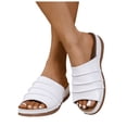 thumbnail image 1 of Slides for Women Low Wedge Orthopedic Sandals Open Toe Fashion Stitching Slip on Slippers Summer Casual Outdoor Walking Shoes White Size 9, 1 of 5